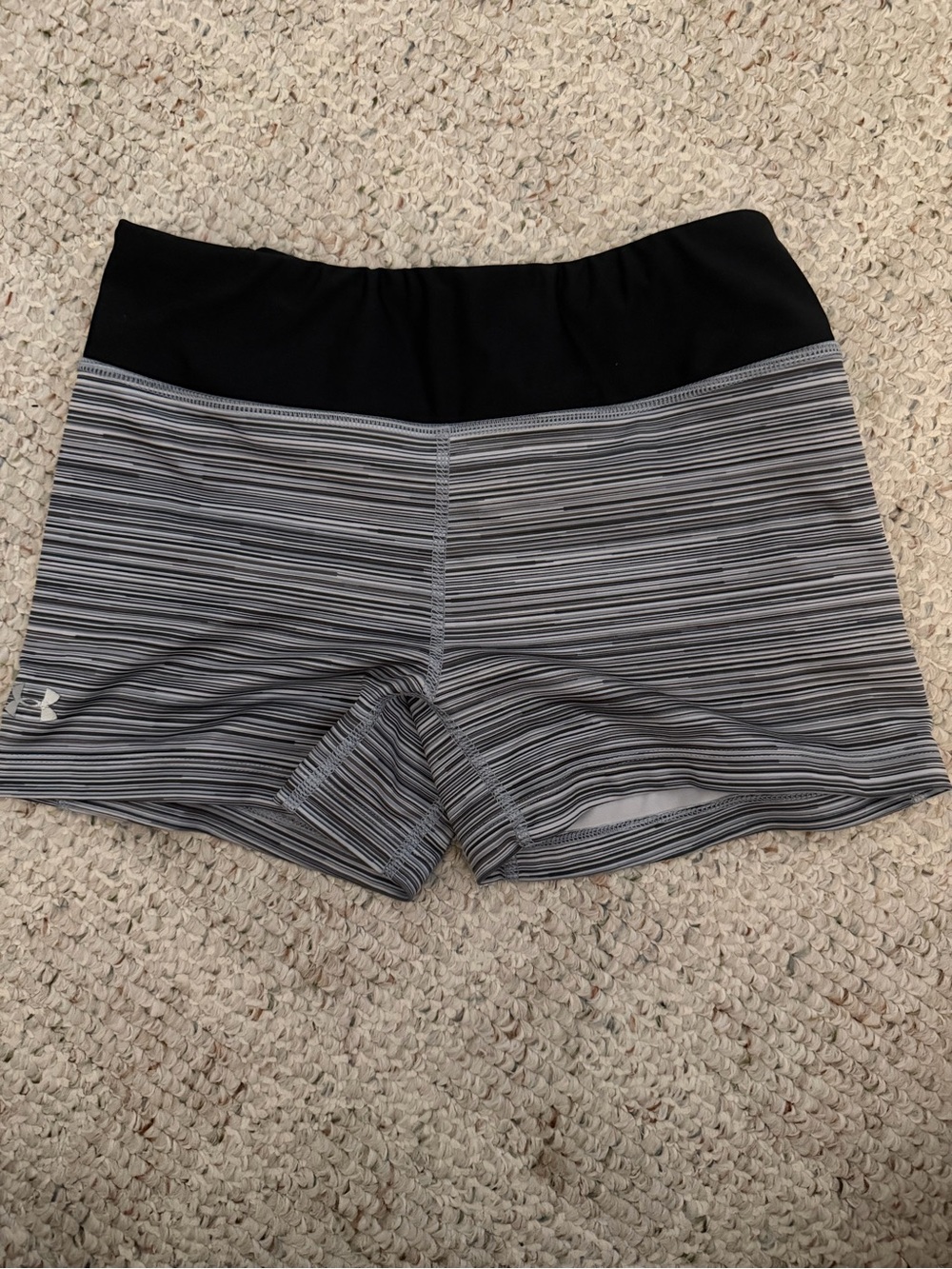 Under Armour Black Waistband Striped Gray Performance Shorts